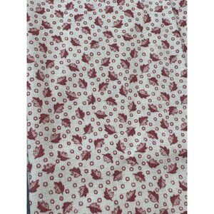Vintage Fabric Swatch Red Leaf & Dot Pattern 16x18" Cotton Sewing Material Craft